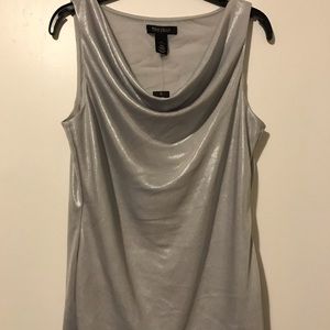 White House Black Market Silver Tank Blouse